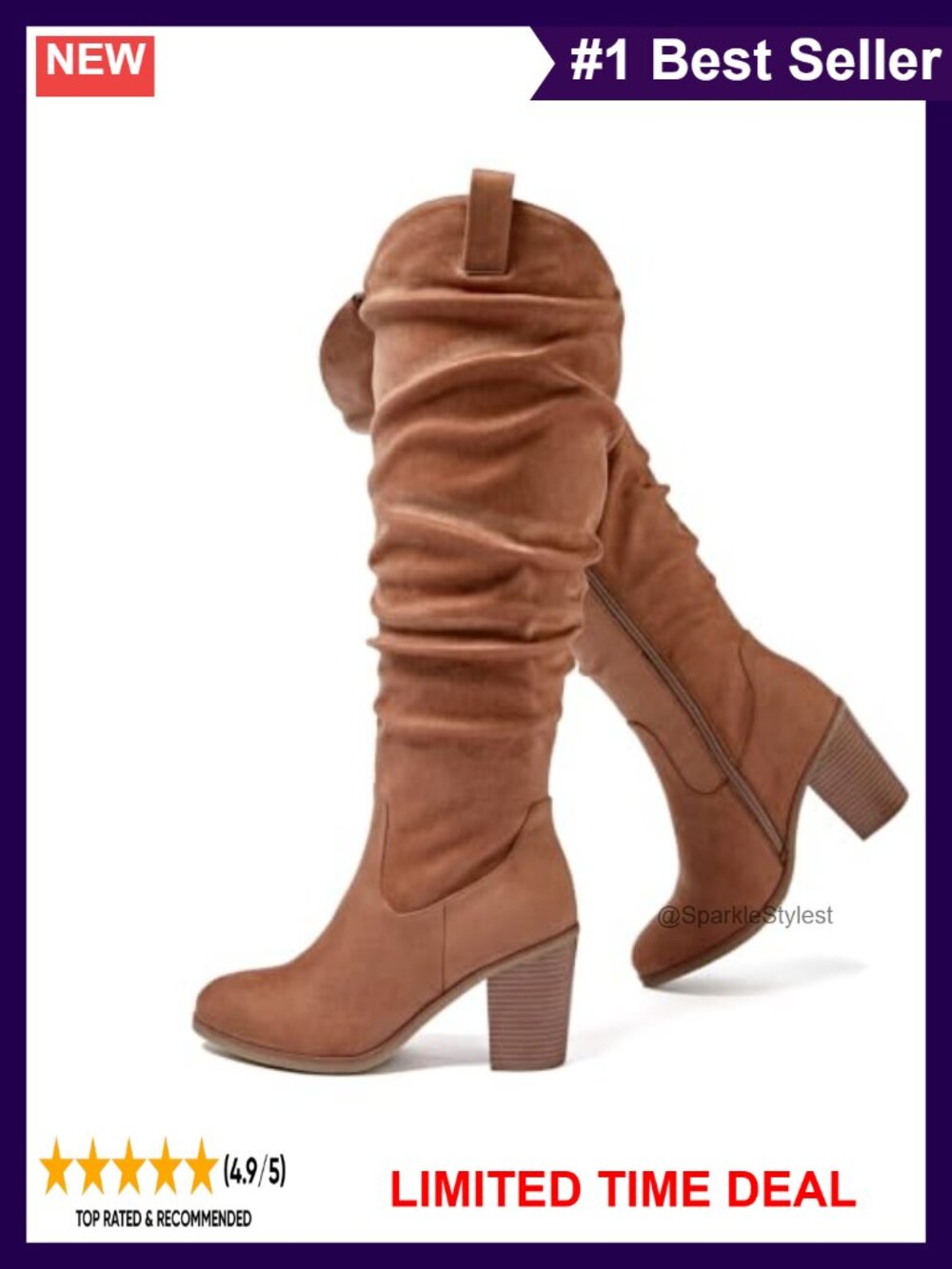 Extra Wide Calf Cowboy Knee High Boots Memory Foam Insole Side Zipper